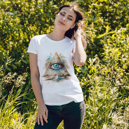 Wszystko widzące oko „Illuminati” – oko w piramidzie w akwarelowym stylu