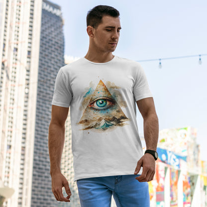 Wszystko widzące oko „Illuminati” – oko w piramidzie w akwarelowym stylu