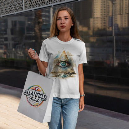 Wszystko widzące oko „Illuminati” – oko w piramidzie w akwarelowym stylu