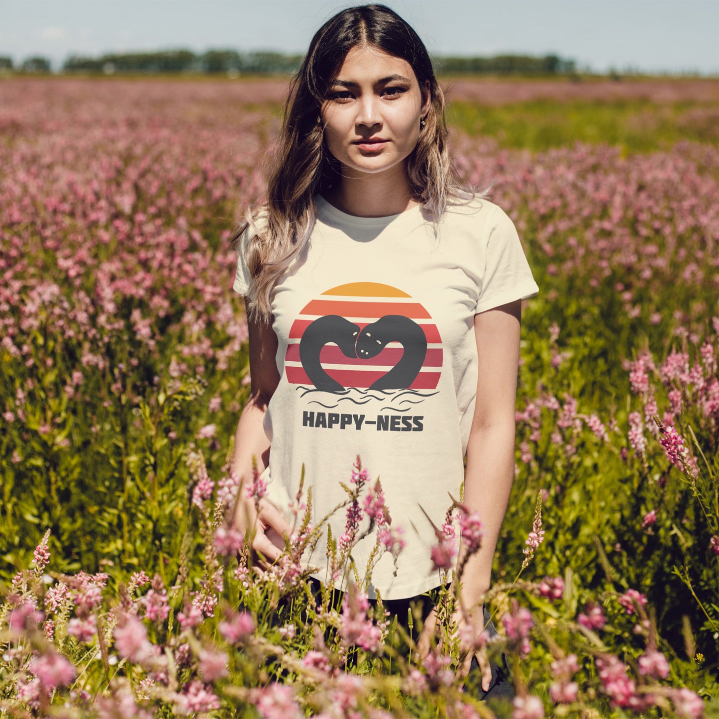 Koszulka HAPPY-NESS – Nessie z Loch Ness w serduszku retro