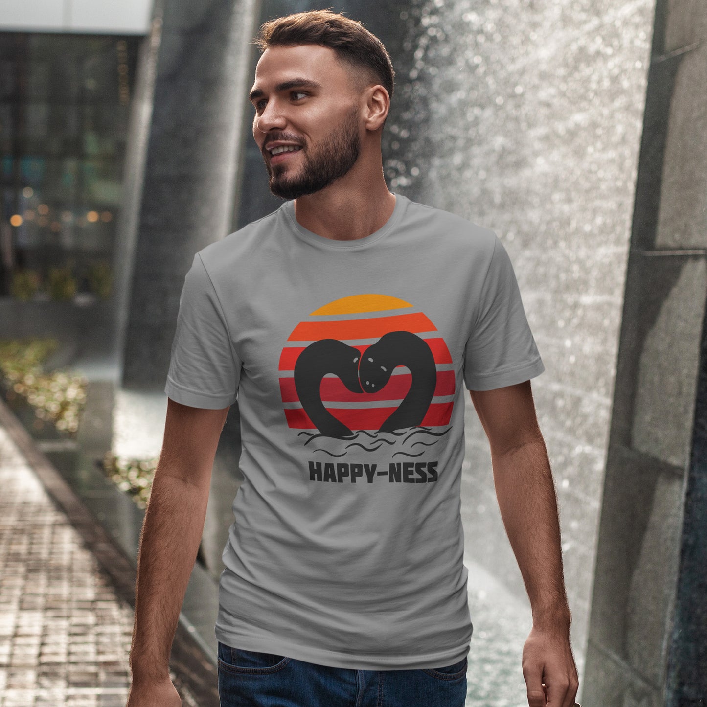 Koszulka HAPPY-NESS – Nessie z Loch Ness w serduszku retro
