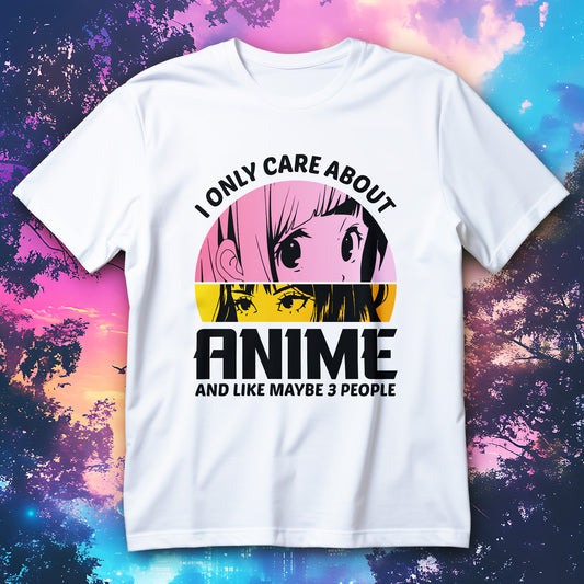 Koszulka anime oczy - okrągły nadruk z komiksowymi oczami w dwóch kolorach, różowym i żółtym
