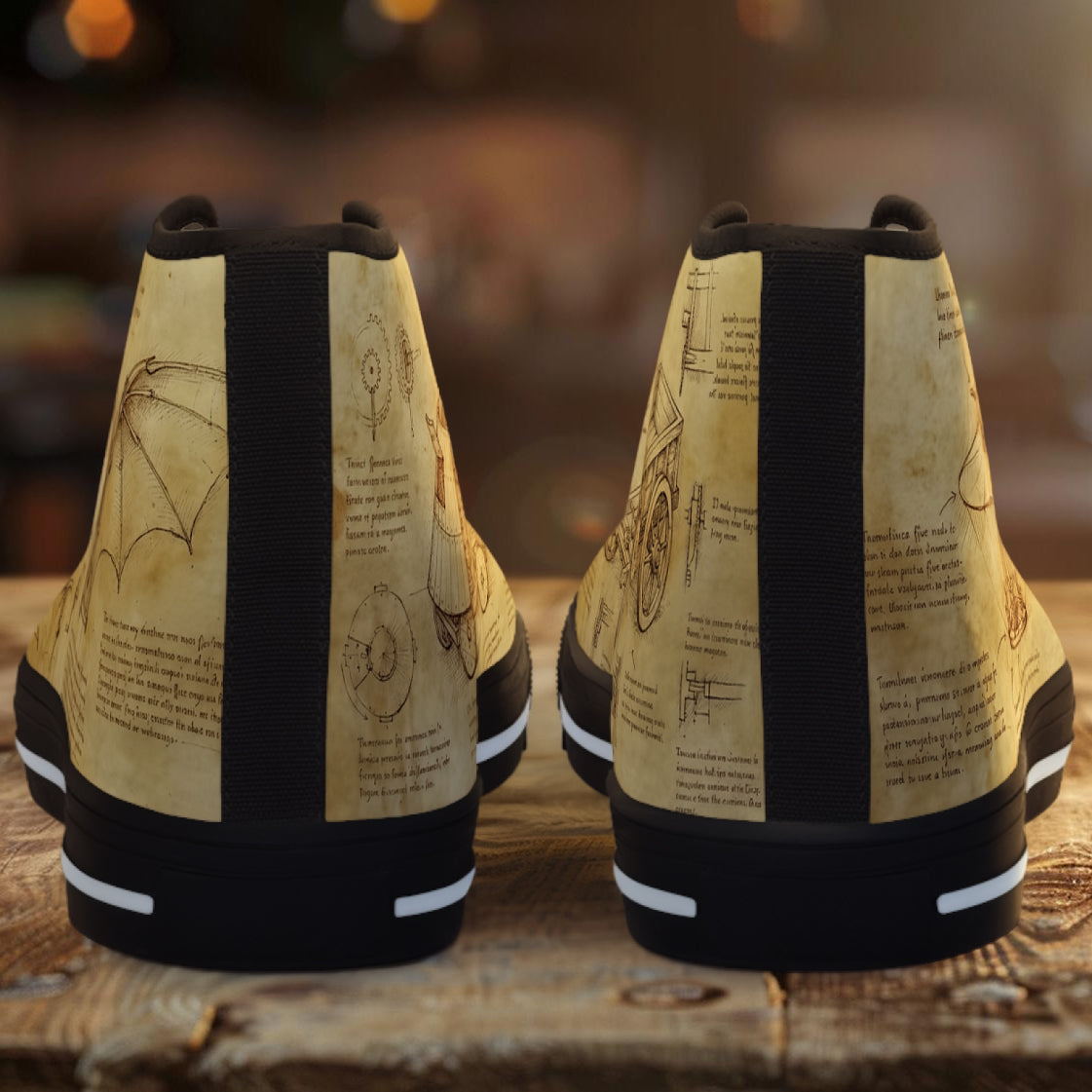 Męskie trampki high top Da Vinci Sketch – vintage blueprint