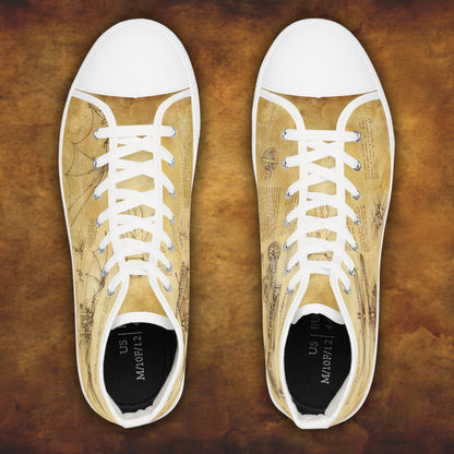 Męskie trampki high top Da Vinci Sketch – vintage blueprint