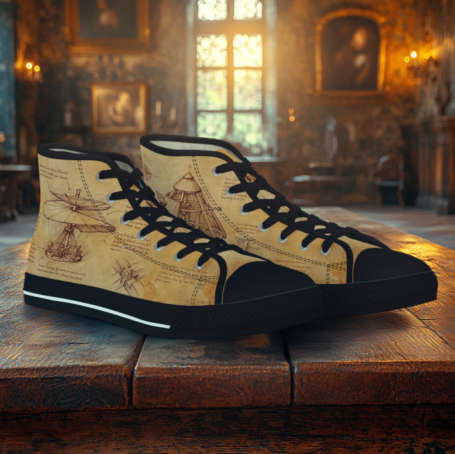 Męskie trampki high top Da Vinci Sketch – vintage blueprint