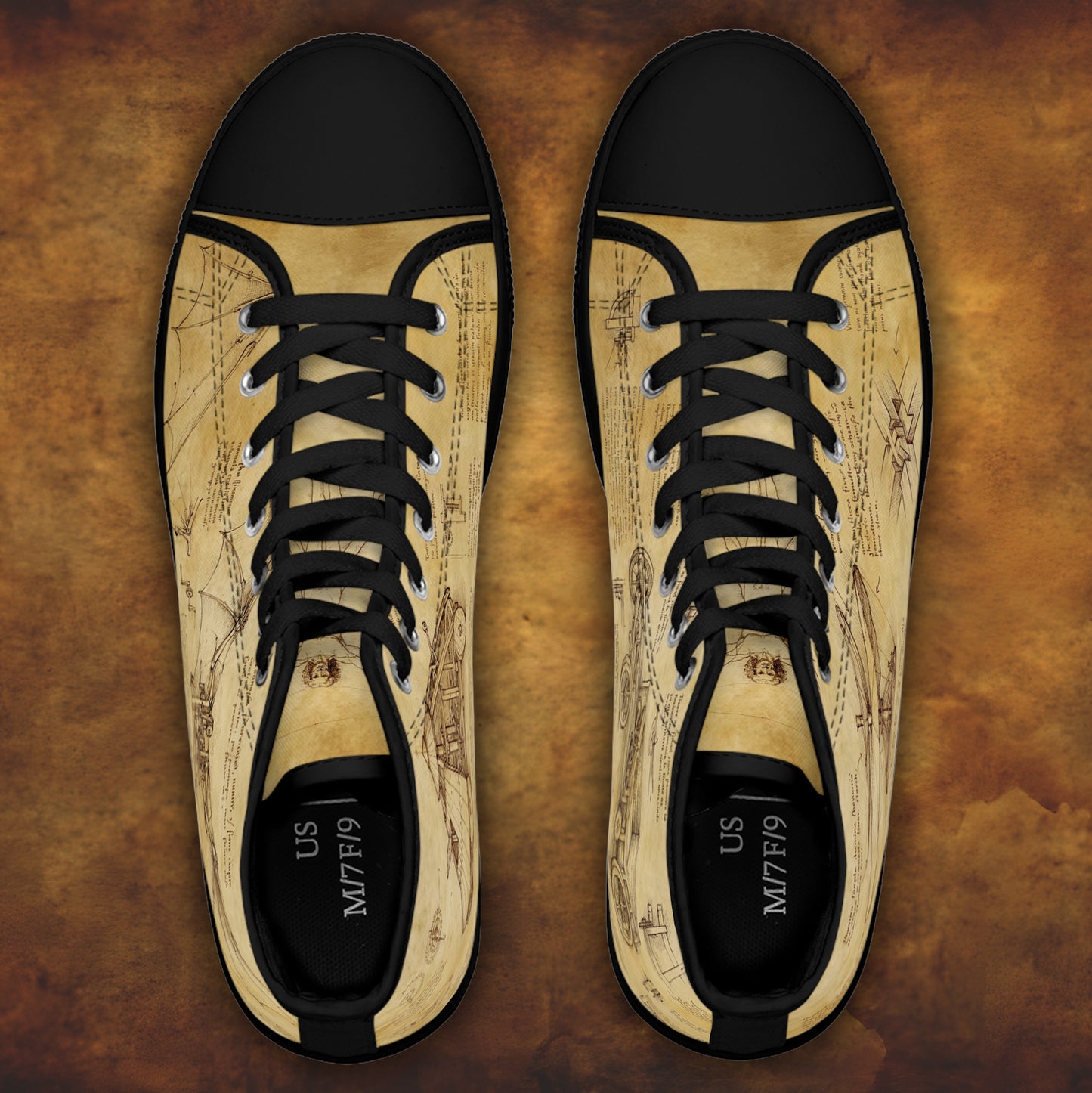 Damskie trampki high top Da Vinci Sketch – vintage pergamin