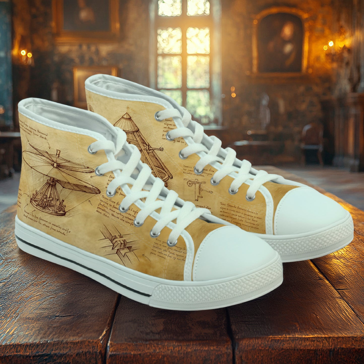 Damskie trampki high top Da Vinci Sketch – vintage pergamin