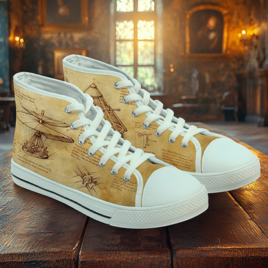 Damskie trampki high top Da Vinci Sketch – vintage pergamin