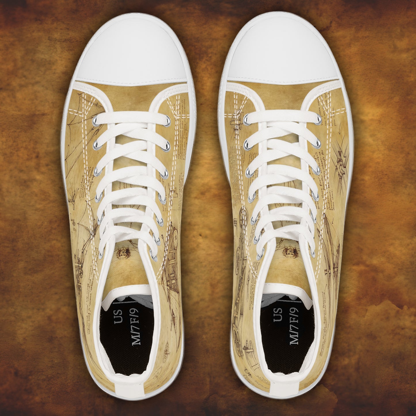 Damskie trampki high top Da Vinci Sketch – vintage pergamin