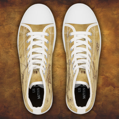 Damskie trampki high top Da Vinci Sketch – vintage pergamin
