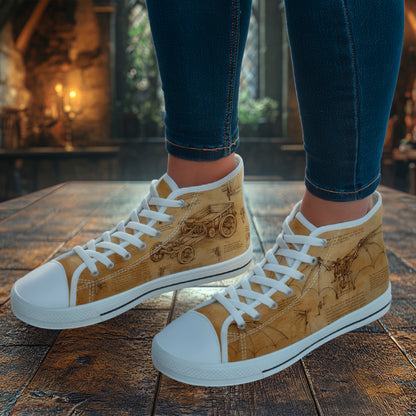 Damskie trampki high top Da Vinci Sketch – vintage pergamin