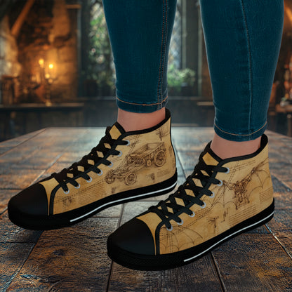 Damskie trampki high top Da Vinci Sketch – vintage pergamin