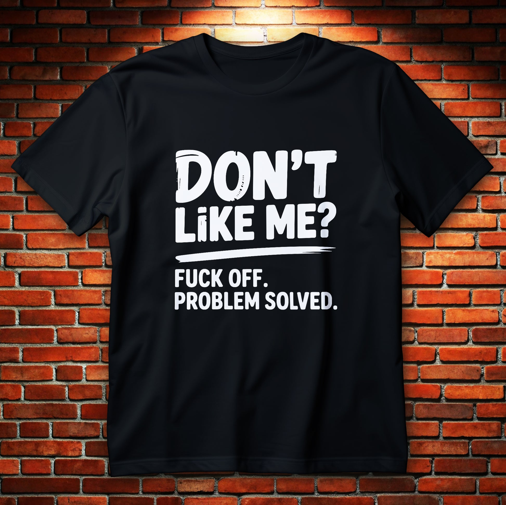 Koszulka z napisem fuck off probblem solved, nadruk typograficzny z tekstem fuck off, probblem solved