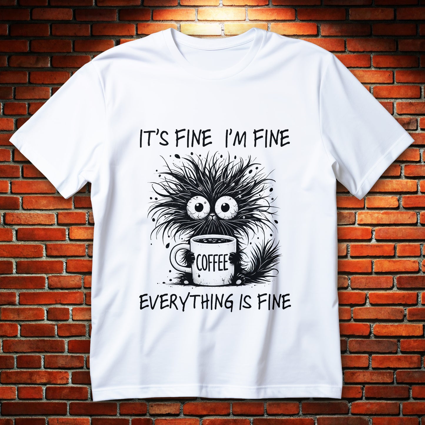 Koszulka z napisem it's fine i'm fine everything is fine, typograficzny nadruk z tekstem