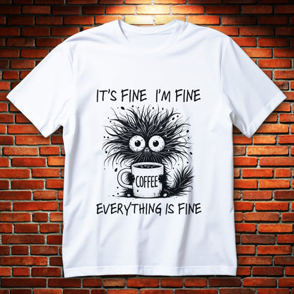 Koszulka z napisem it's fine i'm fine everything is fine, typograficzny nadruk z tekstem