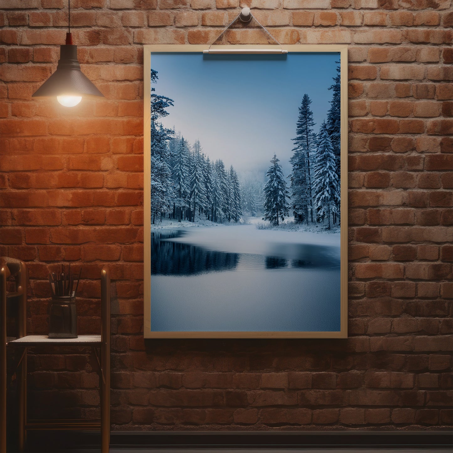 Nordic Winter Forest – Zimowy Las i Zamarznięte Jezioro