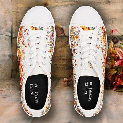 Jesienne kwiaty - damskie niskie trampki