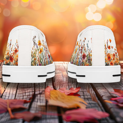 Jesienne kwiaty - damskie niskie trampki