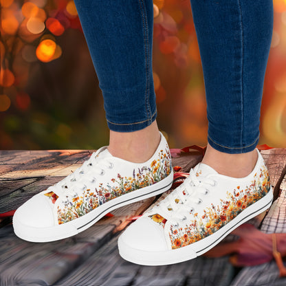 Jesienne kwiaty - damskie niskie trampki