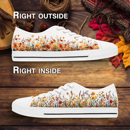 Jesienne kwiaty - damskie niskie trampki