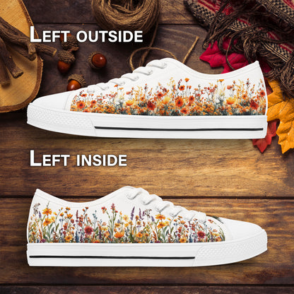 Jesienne kwiaty - damskie niskie trampki