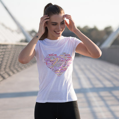 Kocham Cię w wielu językach - serce z napisów