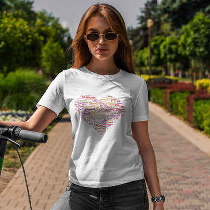 Kocham Cię w wielu językach - serce z napisów