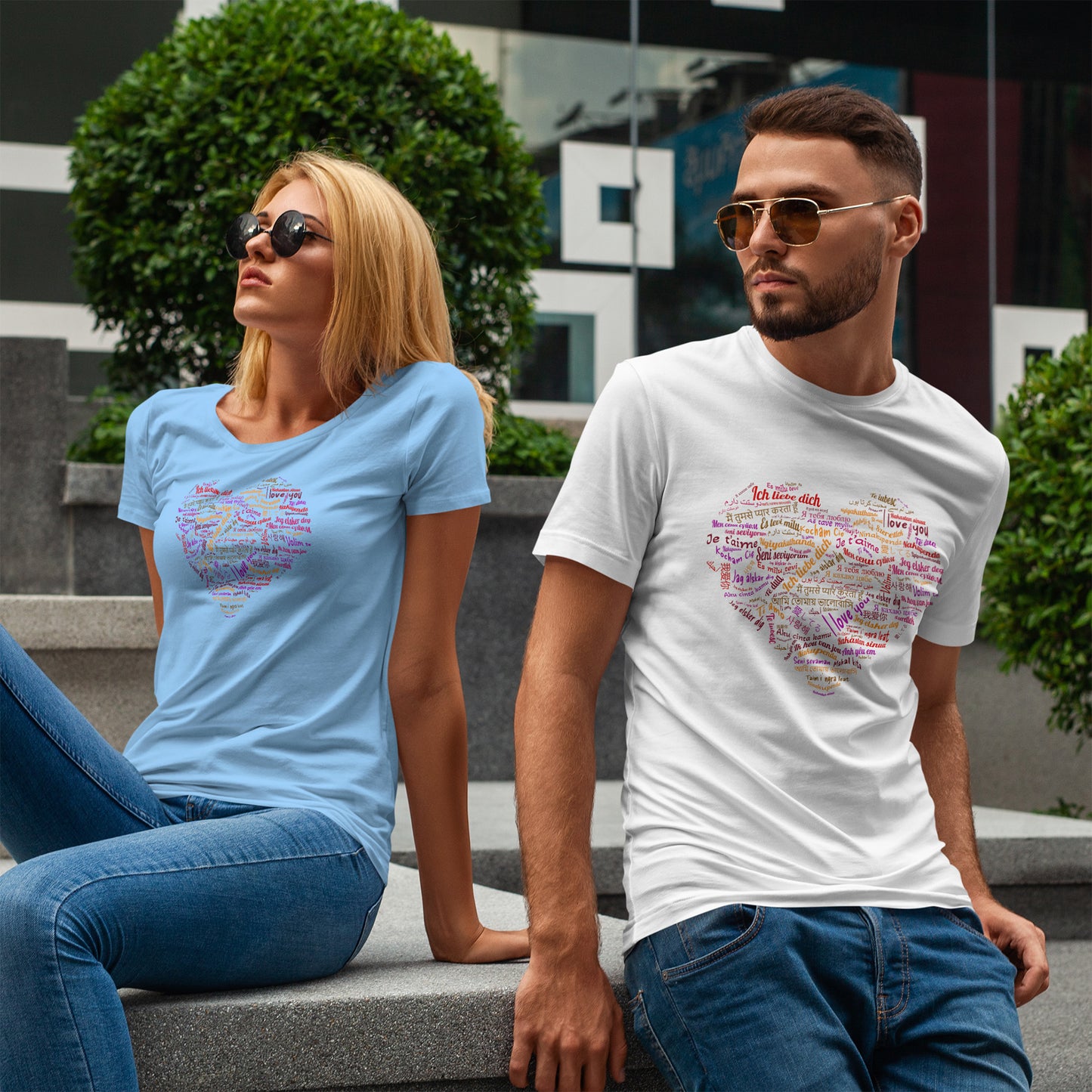 Kocham Cię w wielu językach - serce z napisów