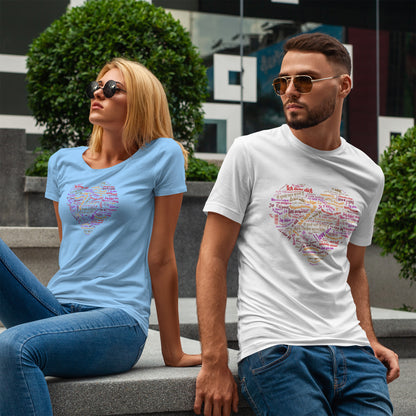 Kocham Cię w wielu językach - serce z napisów