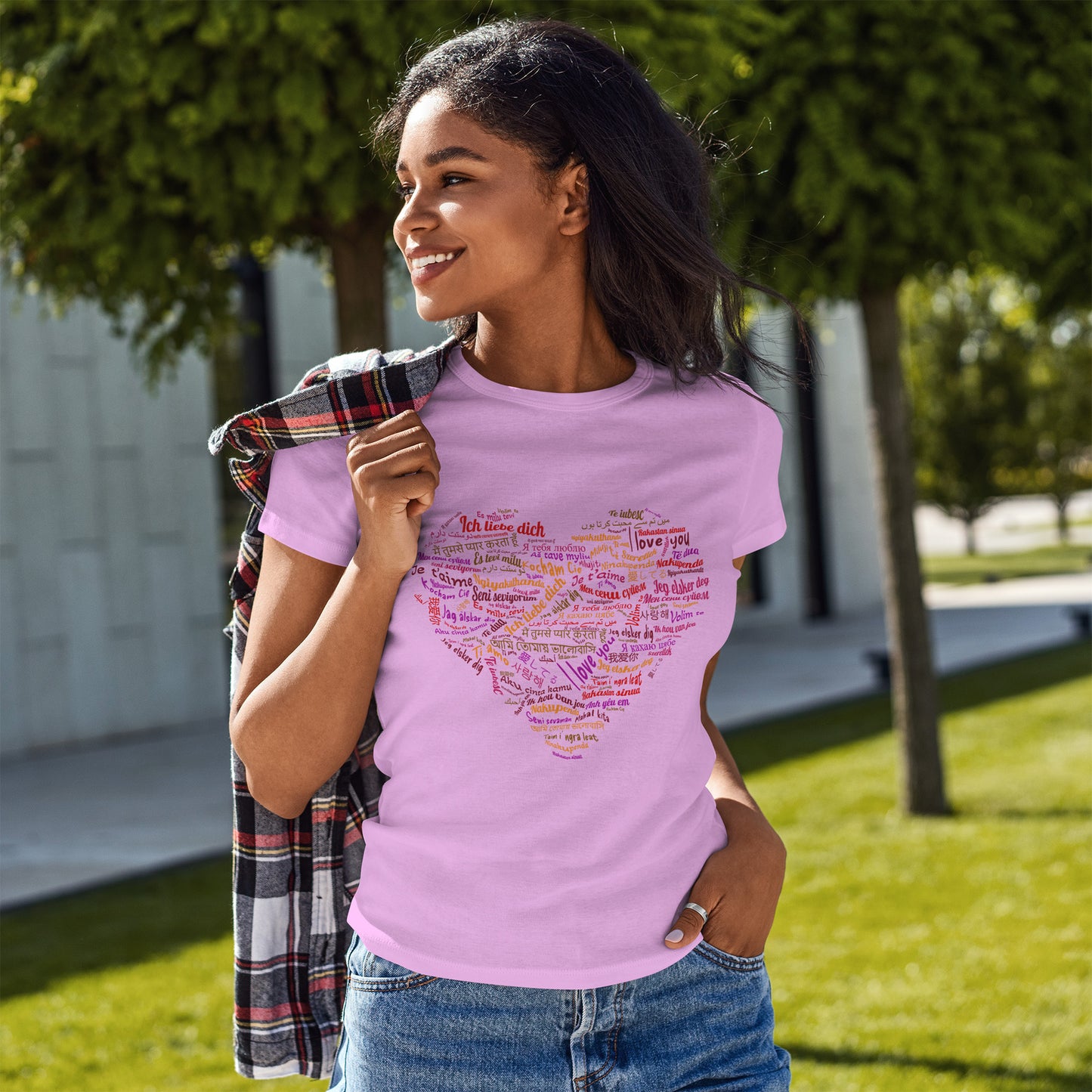 Kocham Cię w wielu językach - serce z napisów