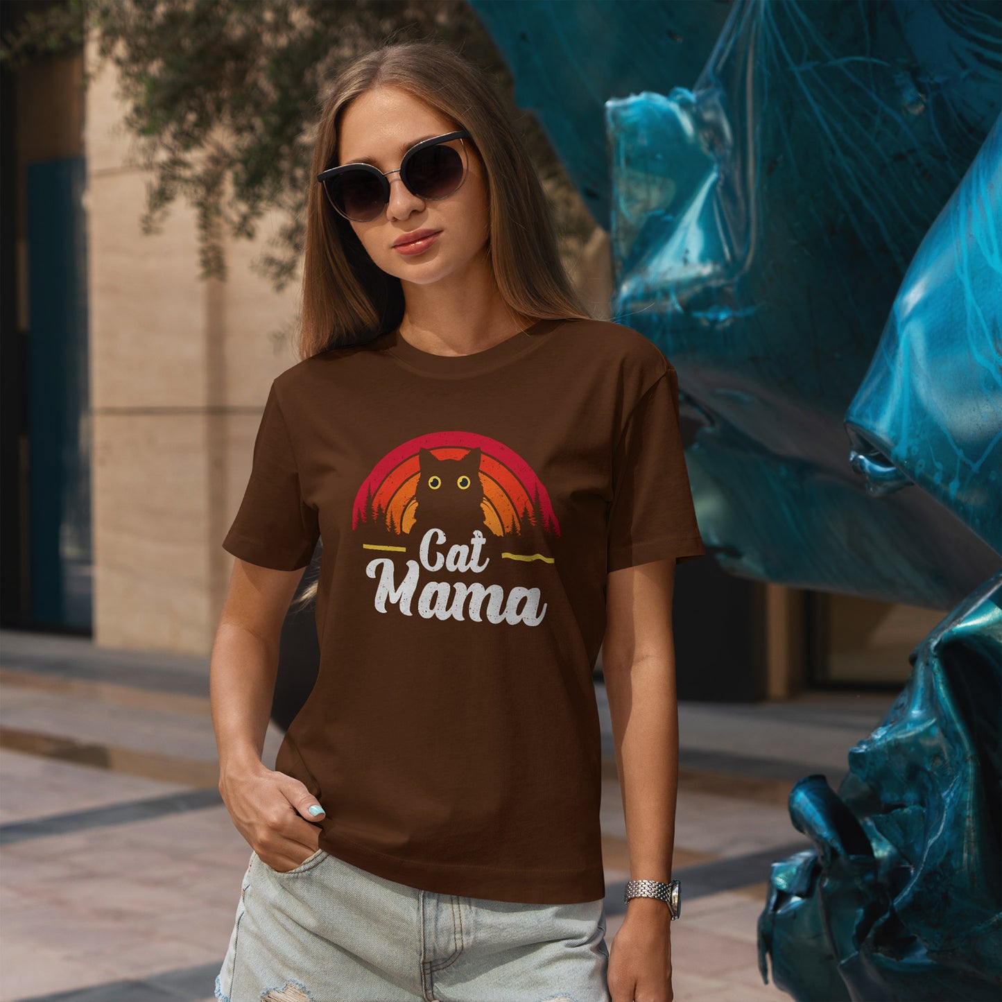 Kocia Mama - retro zachód słońca i koci vibe