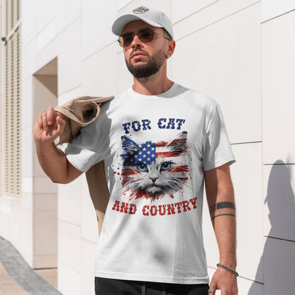 For Cat and Country - patriotyczny kot z amerykańską flagą