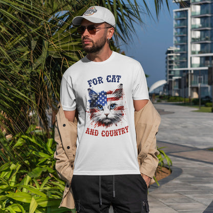For Cat and Country - patriotyczny kot z amerykańską flagą