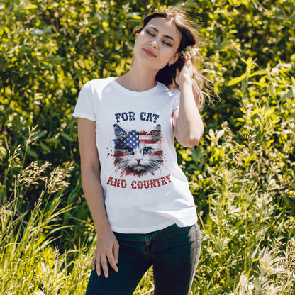 For Cat and Country - patriotyczny kot z amerykańską flagą