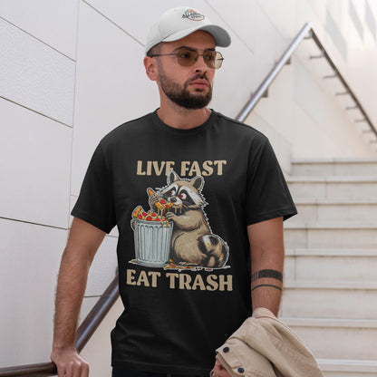 Live Fast Eat Trash - szop pracz z pizzą