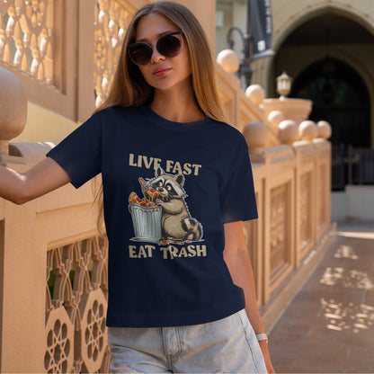 Live Fast Eat Trash - szop pracz z pizzą
