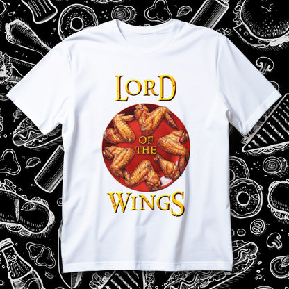 Koszulka Lord of the Wings z napisem LORD OF THE WINGS i talerzem skrzydełek na czarnym tle