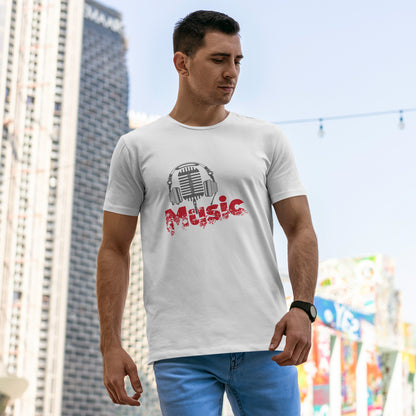 Music - koszulka z mikrofonem i słuchawkami retro