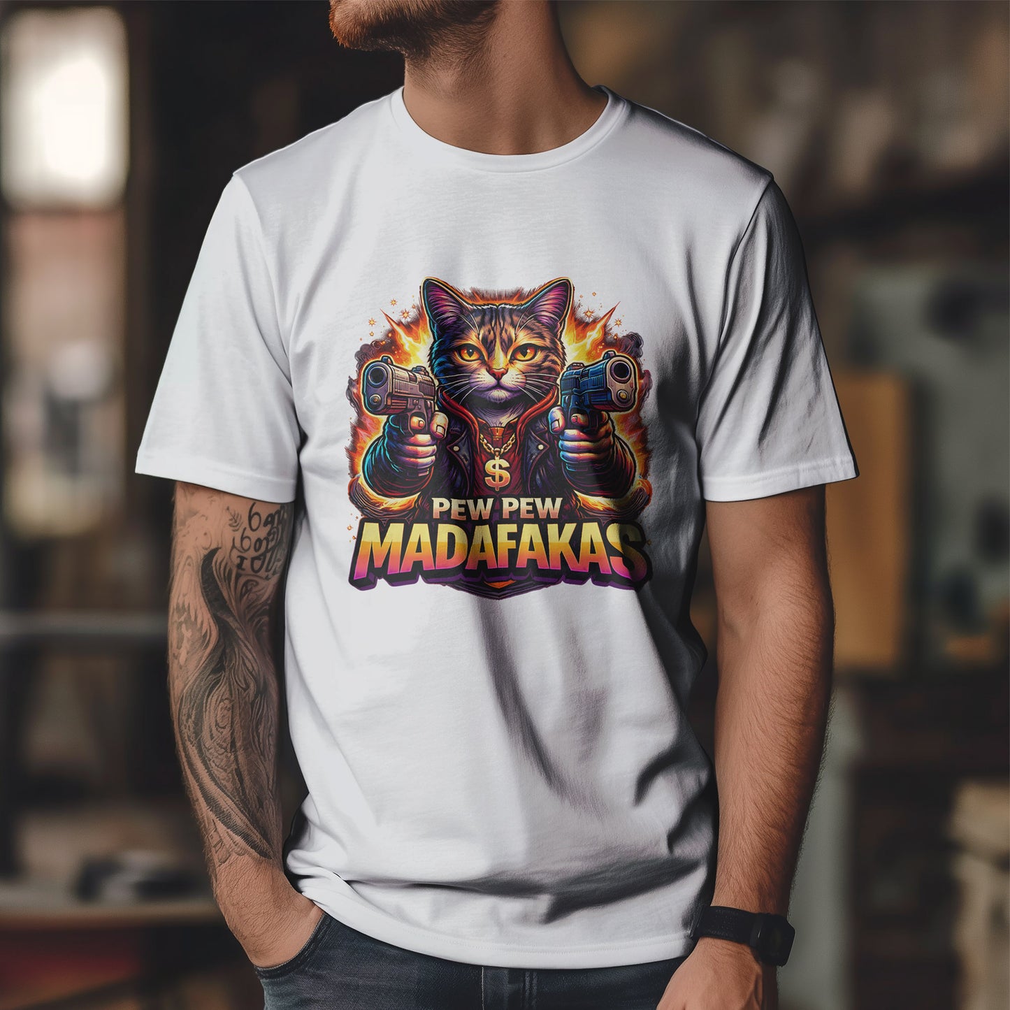 Pew Pew Madafakas - neonowy kot