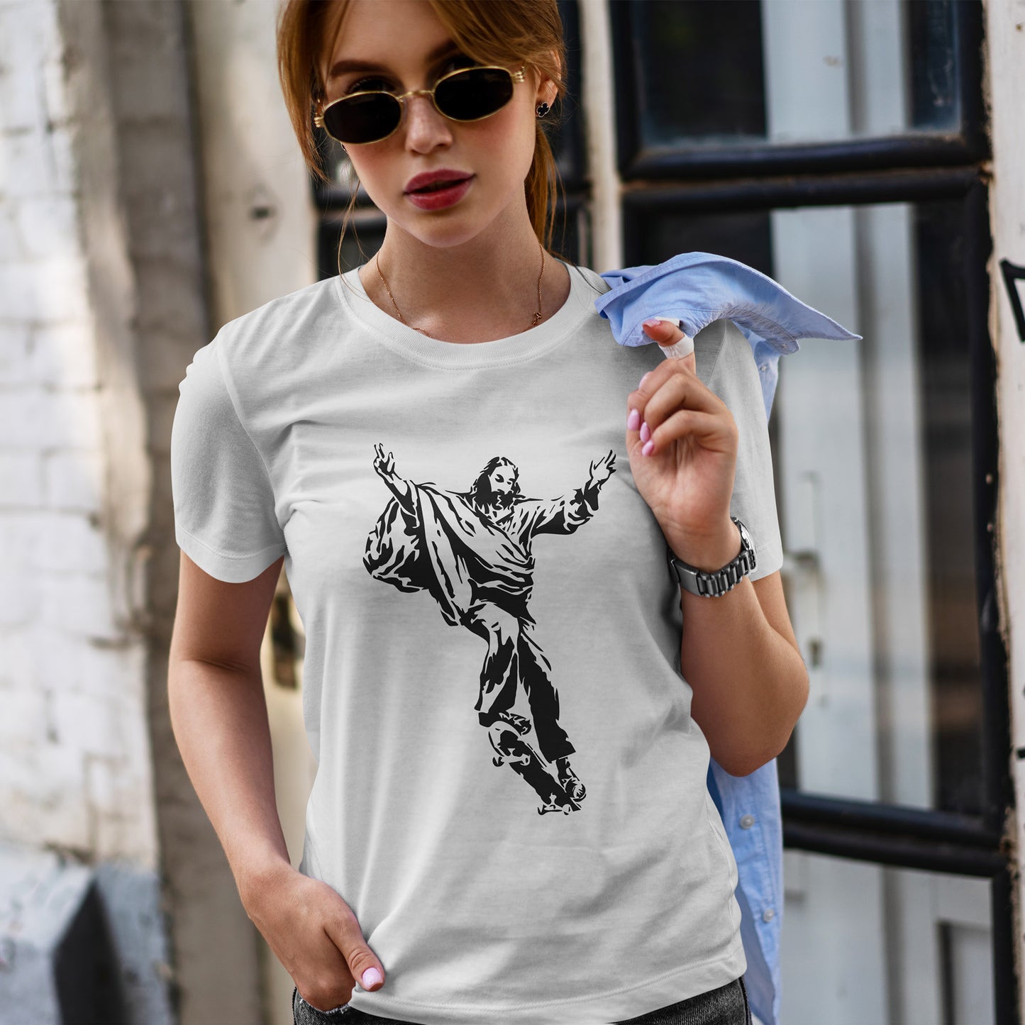 Jezus na deskorolce - streetwearowy nadruk