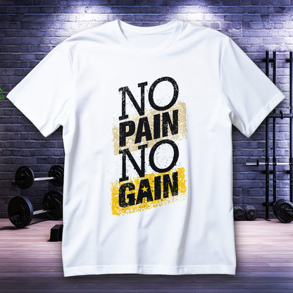 koszulka pain gain z surowym typograficznym nadrukiem w treningowym stylu