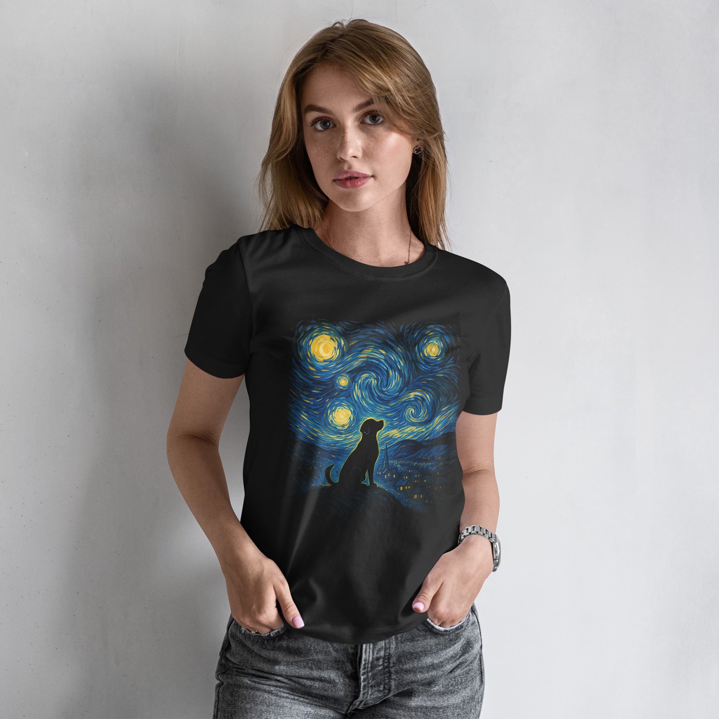 Pies pod Gwiaździstym Niebem Van Gogha - artystyczny nadruk