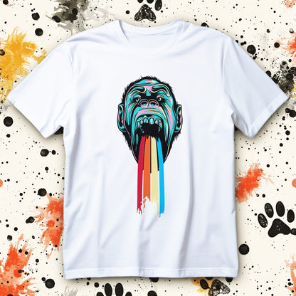 koszulka rainbow scream ape z neonowa glowa malpy i teczowym motywem w stylu pop art