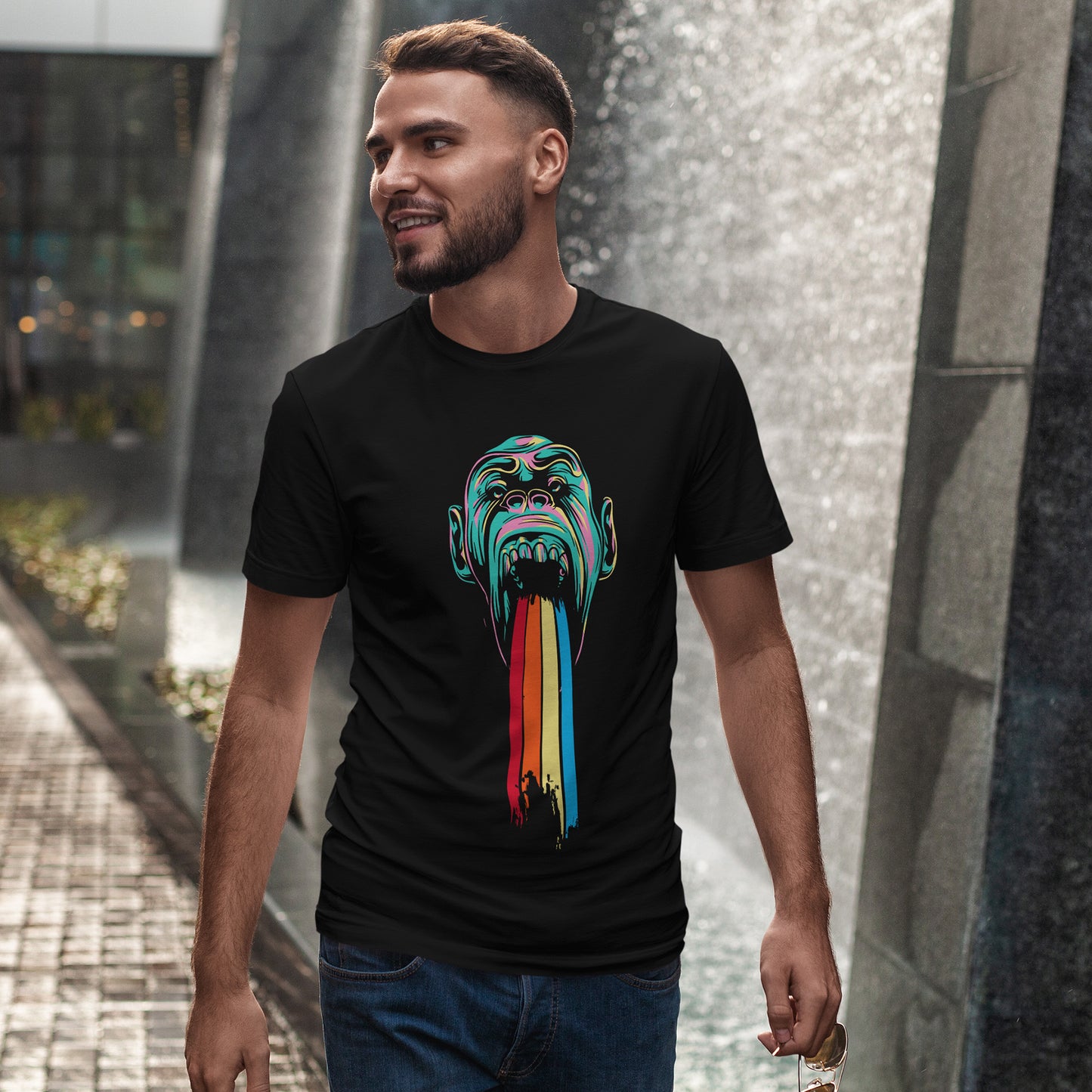 Małpie "rzygam tęczą" - neonowy pop art