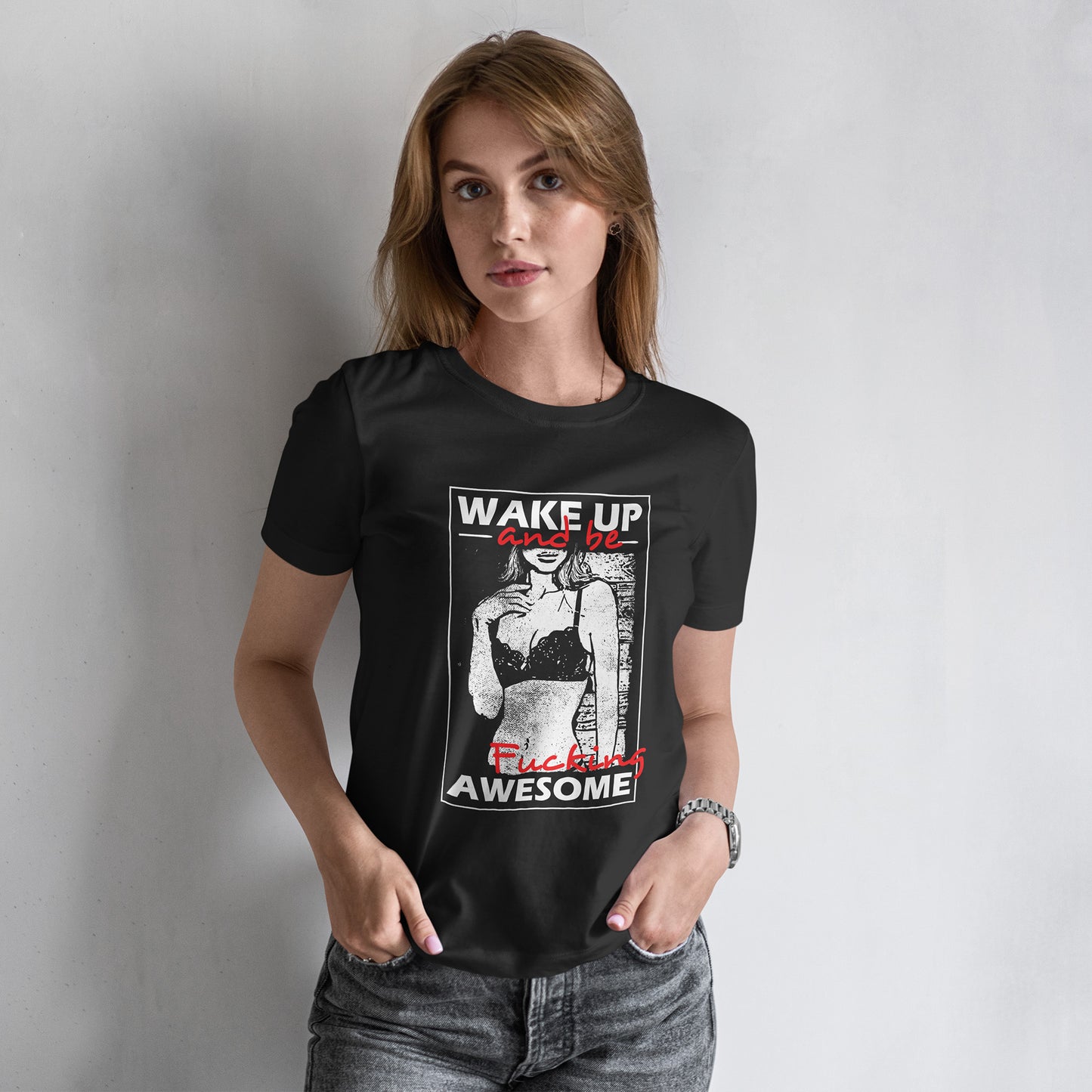Wake Up and Be Fucking Awesome - odważna koszulka motywacyjna