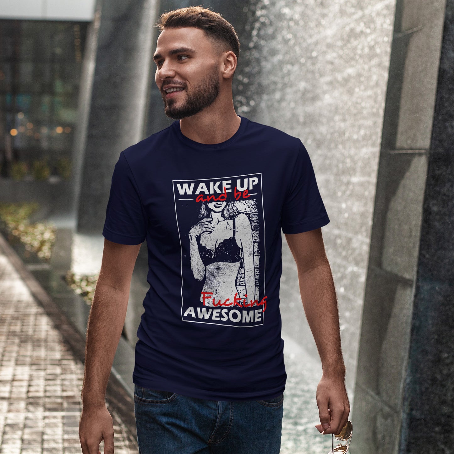 Wake Up and Be Fucking Awesome - odważna koszulka motywacyjna