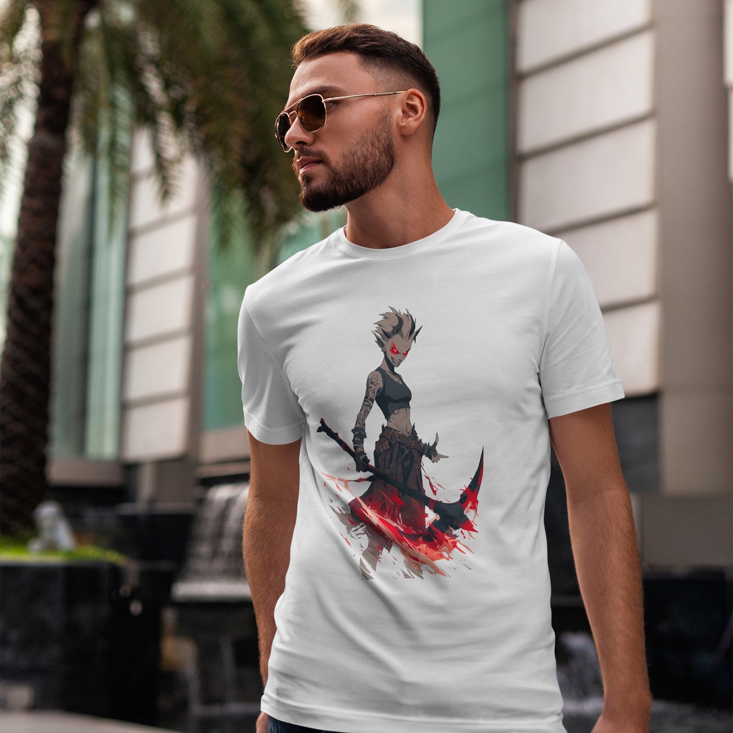 Krwawooka Oni - koszulka anime z demoniczną wojowniczką