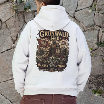 Bluza patriotyczna Grunwald 1410 z rycerzem, polskim orłem, chorągwiami i napisem ZŁAMANA POTĘGA ZAKONU