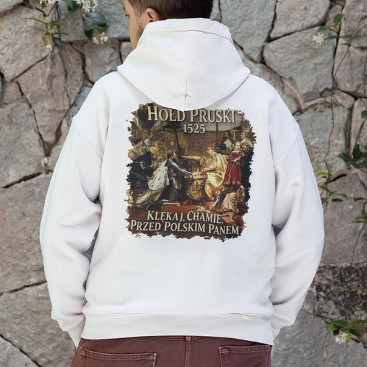 Bluza patriotyczna Hołd Pruski 1525 z królem na tronie, klęczącym rycerzem i historyczną sceną dworską