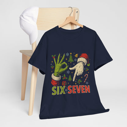 67 Christmas Shirt - Funny Six Seven Meme Tee, Grinch Style Hand Sign Holiday T-Shirt, Naughty Xmas Humor Gift for Men & Women